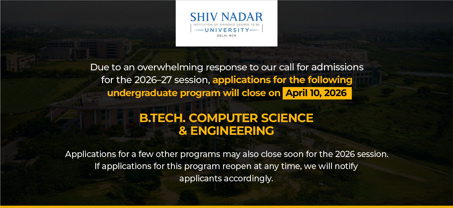 Admission Open after CUET Result